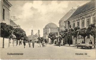 1914 Székesfehérvár, Városház tér, neológ izraelita templom, zsinagóga (gyűrődések / creases)