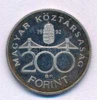 1992. 200Ft Ag "MNB" T:AU (PP) patina Adamo F13