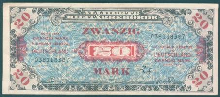 Német 3. Birodalom / szövetséges megszállás alatt 1944. 20M USA-nyomat kilencjegyű sorszámmal T:II