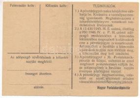 1946. 100.000AP nem kamatozó Pénztárjegy "B 056435" "Másra át nem ruházható", &q...