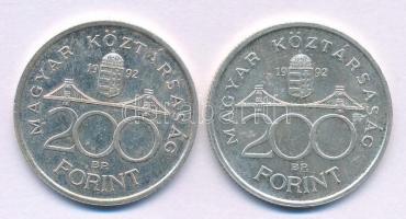 1992. 200Ft Ag "MNB" (2x) T:AU,XF 
Adamo F13