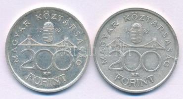 1992. 200Ft Ag "MNB" (2x) T:AU,XF 
Adamo F13