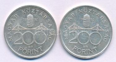 1992. 200Ft Ag "MNB" (2x) T:AU,XF 
Adamo F13
