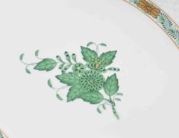 Herendi Apponyi zöld mintás 46 darabos szervírozó és asztali készlet. Jelzett, zömmel hibátlan, 3 sé...