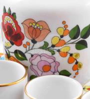 Kalocsai porcelán pálinkás készlet. Jelzett, hibátlan