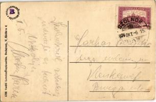 1924 Szolnok, látkép a zsinagógával. Vasúti Levelezőlapárúsítás 4786. (fl)