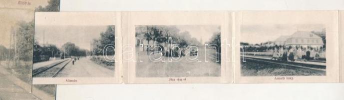 1916 Balatonberény, vasútállomás. Leporellolap 10 képpel (fl)