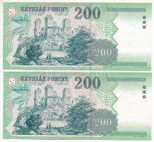 1998. 200Ft "FA" (2x) sorszámkövetők "FA 7656908 - 7656909" T:AU
