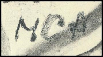 MCP jelzéssel: Szerelmespár. Szén, papír. 21x29,5 cm