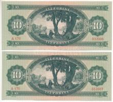 1949. 10Ft (2x) "A 476 053506 - A 476 053507" sorszámkövetők T:UNC Adamo F3
