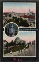 Plzen with theatre and military greeting