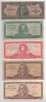 Kuba 1949. 5P + 1968. 5P + 1971. 10P + 1986. 3P + 10P T:F,VG Cuba 1949. 5 Pesos + 1968. 5 Pesos + 1971. 10 Pesos + 1986. 3 Pesos + 10 Pesos C:F,VG