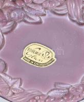 Bohemia lila opalinüveg bonbonier, címkével jelzett, hibátlan, d: 9 cm