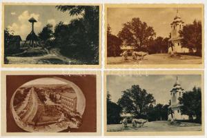 Göcsej - 9 db RÉGI város képeslap, Fő tér Országzászlóval / 9 pre-1945 town-view postcards