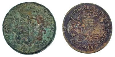 1763-1767. Rézdénár "Mária Terézia / zárt korona" (2xklf) T:F Huszár: 1756, 1757, Unger II...