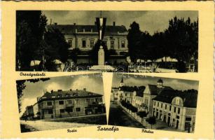 Tornalja, Tornallya, Safárikovo, Tornala; Országzászló, Posta, Fő utca. Poraczky László kiadása / Hungarian flag, post office, main street