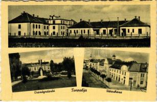 Tornalja, Tornallya, Safárikovo, Tornala; Országzászló, Városháza. Poraczky László kiadása / Hungarian flag, town hall