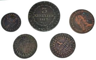 1812S 1/2kr Cu + 1812B,G,S 1kr Cu (3xklf) + 1812S 3kr Cu T:VF,F