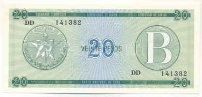 Kuba DN (1985.) 20P "B" deviza tanúsítvány T:UNC Cuba ND (1985.) 20 Pesos "B" Foreign Exchange Certificates C:UNC Krause P#FX9