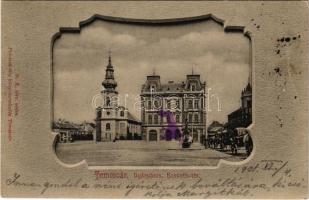 1901 Temesvár, Timisoara; Gyárváros, Kossuth tér, Brüder Kohn üzlet. Polatsek kiadása / square, shops (fl)