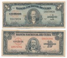 Kuba 1949. 10P + 1960. 1P T:VG folt, tűlyuk Cuba 1949. 10 Pesos + 1960. 1 Peso C:VG spot, pin holes