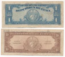Kuba 1949. 10P + 1960. 1P T:VG folt, tűlyuk
Cuba 1949. 10 Pesos + 1960. 1 Peso C:VG spot, pin holes