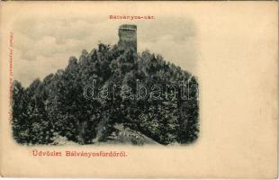 Bálványosfürdő, Bálványosfüred, Baile Bálványos (Torja, Turia); Bálványos vár. Fénynyomat Divald műintézetéből / castle / Cetatea (EK)