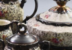 cca 1930 RW Bavaria Feinsilber ezüstözött mokkás készlet, extra vázákkal, fedeles kínálóval. Jelzett...