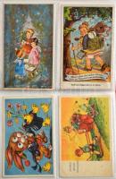 200 db főleg RÉGI motívum képeslap vegyes minőségben albumban: sok Húsvéti üdvözlőlap, gyerekek, lit...