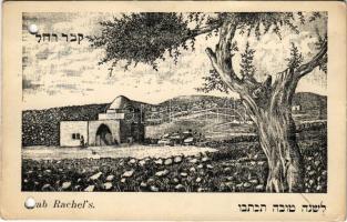 1912 Bethlehem, Rachel's Tomb, with Hebrew text (lyukasztott / punched holes