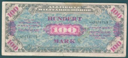 Német 3. Birodalom / szövetséges megszállás alatt 1944. 100M szovjet nyomat nyolcjegyű sorszámmal, sorszámban a 6-os szám alatt még egy kötőjel T:III