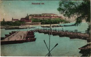 1911 Újvidék, Novi Sad; Pétervárad vár, nyitott pontonhíd elhaladó &quot;ALADÁR&quot; gőzhajóval / Grad Petrovaradin / Festung Peterwardein / castle, opened pontoon bridge, steamship (EK)