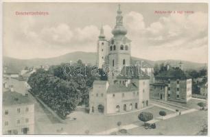 Besztercebánya, Banská Bystrica; Mátyás tér a régi várral. Bánovszky és Dohnányi kiadása / square, castle