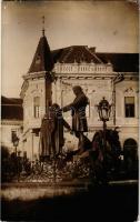 1940 Zilah, Zalau; Wesselényi szobor, gyógyszertár / statue, monument, pharmacy. photo + "1940 Zilah visszatért" So. Stpl. (EK)