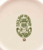 Zsolnay pillangó mintás gyűrűtálka, jelzett, hibátlan, d: 8,5 cm