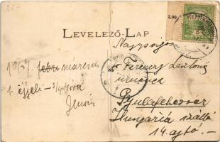 1907 Tövis, Teius; Fő tér, indóház, vasútállomás, Piac, Fő út, Oroszlán szálloda, Izraelita templom,...