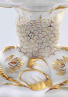 Herendi rothschild mintás talpas kínáló, talapzatán három hal alakkal. Jelzett, hibátlan, d: 14,5 cm...