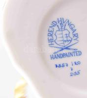 Herendi rothschild mintás talpas kínáló, talapzatán három hal alakkal. Jelzett, hibátlan, d: 14,5 cm...