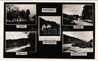 1943 Ratosnya, Rotosnya, Rastolita; utca részlet, Bánffy erdőuradalom, faluvégi Maros-kanyarulat. Büchsenspanner O. kiadása / street view, forestry, Mures riverside