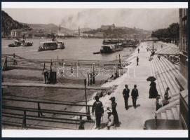 cca 1885 Budapest, Duna parti látkép (még az Erzsébet híd építése előtti időből), 1 db modern nagyítás jelzés nélkül, 15x21 cm