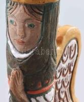Kovács Margit (1902-1977): Imádkozó angyal gyertyatartó. Jelzett, tetejénél ütődésnyommal, m: 19 cm
