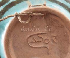 Gádor István (1891-1984): Házmintás dísztál. Jelzett, mázas kerámia, hibátlan, 14x13 cm