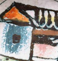 Gádor István (1891-1984): Házmintás dísztál. Jelzett, mázas kerámia, hibátlan, 14x13 cm