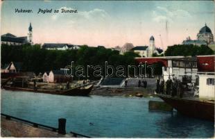 1928 Vukovar, Pogled sa Dunava / Dunai árvíz, zsinagóga / Danube flood, synagogue (EK)