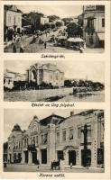 Ungvár, Uzshorod, Uzhhorod, Uzhorod; Széchenyi tér, részlet az Ung folyóval, zsinagóga, Korona szálló / square, Uzh riverside, synagogue, hotel (non PC)