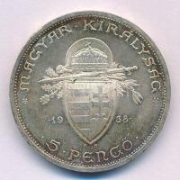 1938. 5P Ag "Szent István" T:AU patina
Adamo P8.1