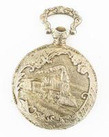 J.D Diana Automagnetic zsebóra, vonatmintás tokkal, működik, számlap d: 34 mm