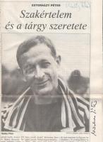 Kornis Mihály, Nádas Péter, Esterházy Péter, Spiró György autográf aláírásai, össz. 4 db a Népszabad...