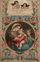 Madonna della Seggiola litho Emb. s: Raffaelo