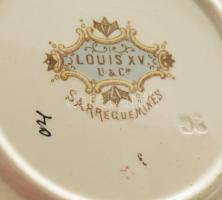 Sarreguemines Fleury, francia, fajansz, süteményes tányér, 3 db. 1930 körül. Kézzel festett, jelzett...